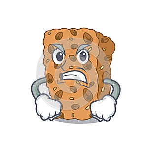 Angry granola bar mascot cartoon