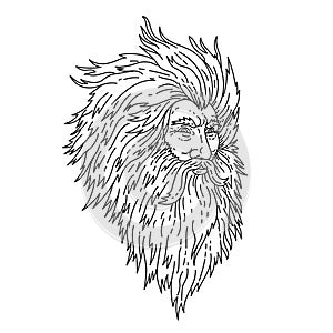 Angry Greek God Zeus or Roman God Jupiter Mono Line Drawing