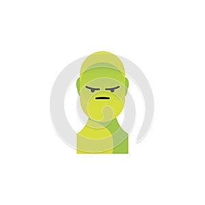 Angry green smiley. Like social icon. Button for expressing social emoji. Flat illustration EPS 10