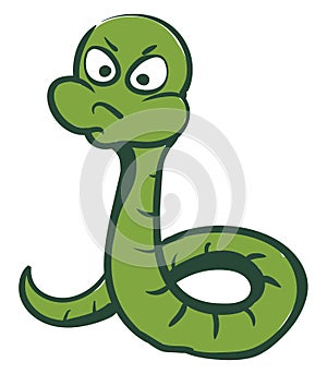 Angry green worm, illustration, vector