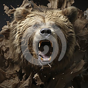 Angry grizzly bear head, created with generative AI