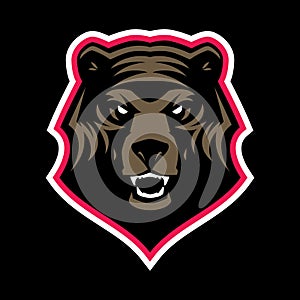Angry grizzly bear head mascot