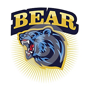 Angry Grizzly Bear Roaring Logo Design Sports Mascot Vector