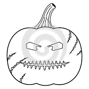 Angry halloween pumpkin coloring book page