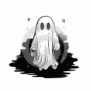 Angry Hand-Drawn Halloween Ghost photo