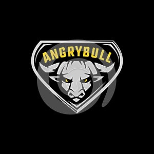 Angry head Bull Logo badge illustration