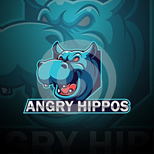 Angry hippos esport mascot logo design