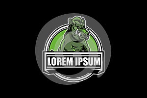 Angry hog cartoon vector template