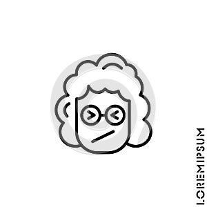 Angry and Holding Temper girl, woman Emoticon Icon Vector Illustration. Outline Style. Confounded Emoji Emoticon Icon / Vector