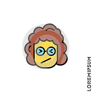 Angry and Holding Temper yellow girl, woman Emoticon Icon Vector Illustration. Style. Confounded Emoji Emoticon Icon / Vector