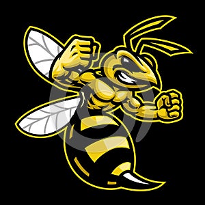 Angry hornet wasp mascot