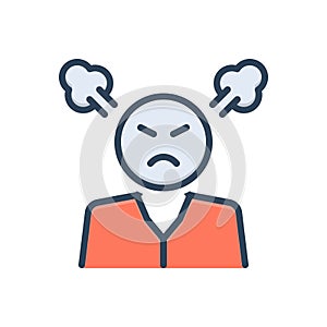 Color illustration icon for Angry, smoke and ireful photo