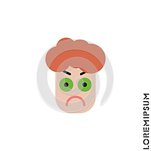 Angry icon vector. Furious Face Emoticon boy, man Icon Vector Illustration. color