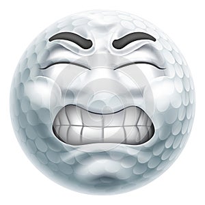 Angry Mad Golf Ball Hate Emoticon Cartoon Face photo