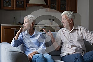 Angry jealous old age husband abuser scold stressed senior wife