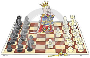 Angry king playing chess