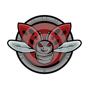 Angry lady bugs mascot logo