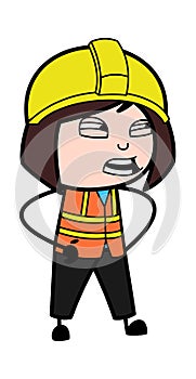 Angry Lady Engineer Talking Cartoon