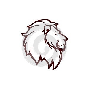 Angry Lion Head Logo, Icon, Sign, Outline Flat Design Vector Illustration