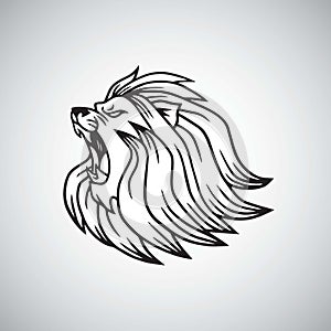 Angry Lion Head Roaring Logo Mascot Design Vector