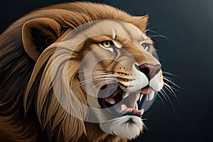 Angry Lion Roaring On Black Background Image. Generative AI