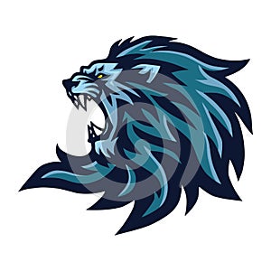 Angry Lion Roaring Head Logo Mascot