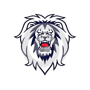 Angry Lion Roaring Vector Logo Mascot Design Illustration