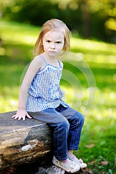 Angry little girl portrait