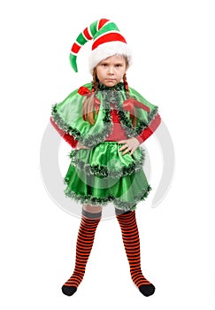 Angry Little Girl - Santa`s Elf on white
