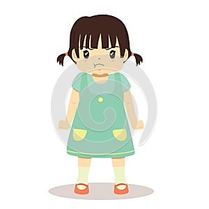 Angry Little Girl Vector Illustration