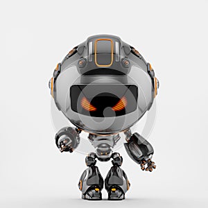 Angry little robot toy gesturing, 3d rendering