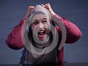 Angry Mad Stressed Muslim Businesswoman