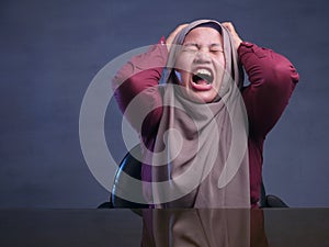 Angry Mad Stressed Muslim Businesswoman