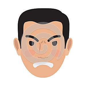 Angry Man Avatar User Pic Front Head View Vector