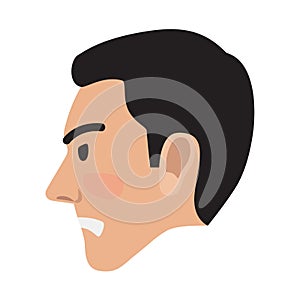 Angry Man Avatar User Pic Side Head View Vector
