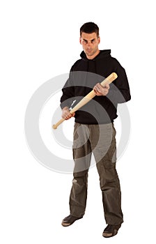 Angry man with baseball bat