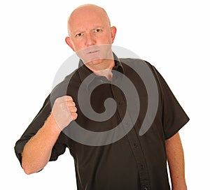 Angry man with clenched fist