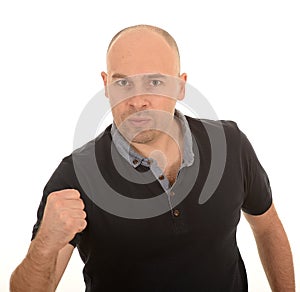 Angry man with clenched fist