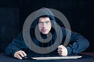 Angry man and computer