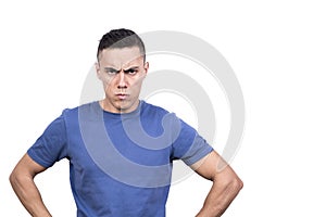 Angry man facing the camera with a furrowed brow