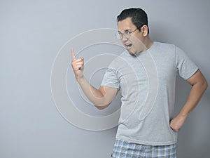 Angry Man Giving Warn, Pointing to the Side