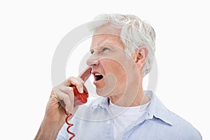 Angry man making a phone call