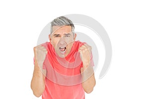 Angry man shouting in front of the camera