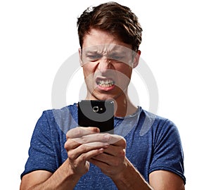 Angry man with smartphone