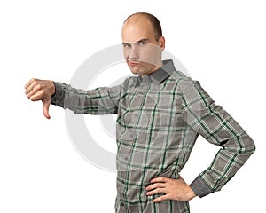 Angry man with thumb down