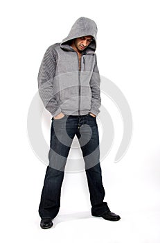 Angry Man wearing hooded sweater