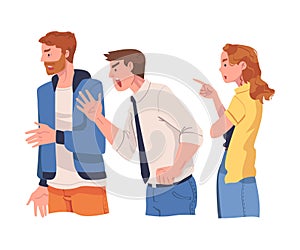 Angry Man and Woman Arguing Having Conflict with Somebody Vector Illustration