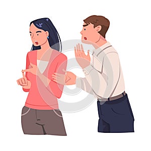 Angry Man and Woman Arguing Having Conflict with Somebody Vector Illustration
