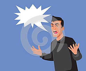 Angry Man Yelling Loud Vector Cartoon Character Illustration