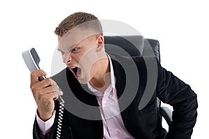 Angry manager shouting on phone